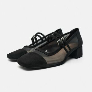 Zara mesh heeled Mary Janes size EU 37 US 6.5